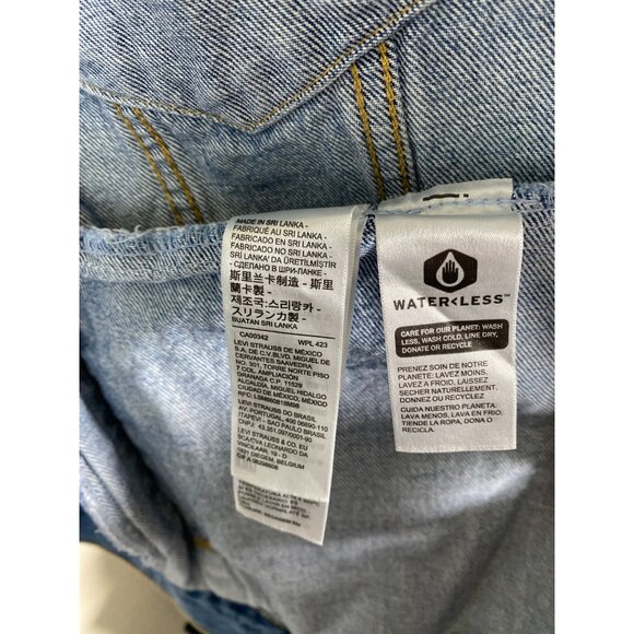 Levis Blue Denim Jean Jacket Womens Plus Size 1X Tracker Button Pockets Moto - Picture 15 of 16